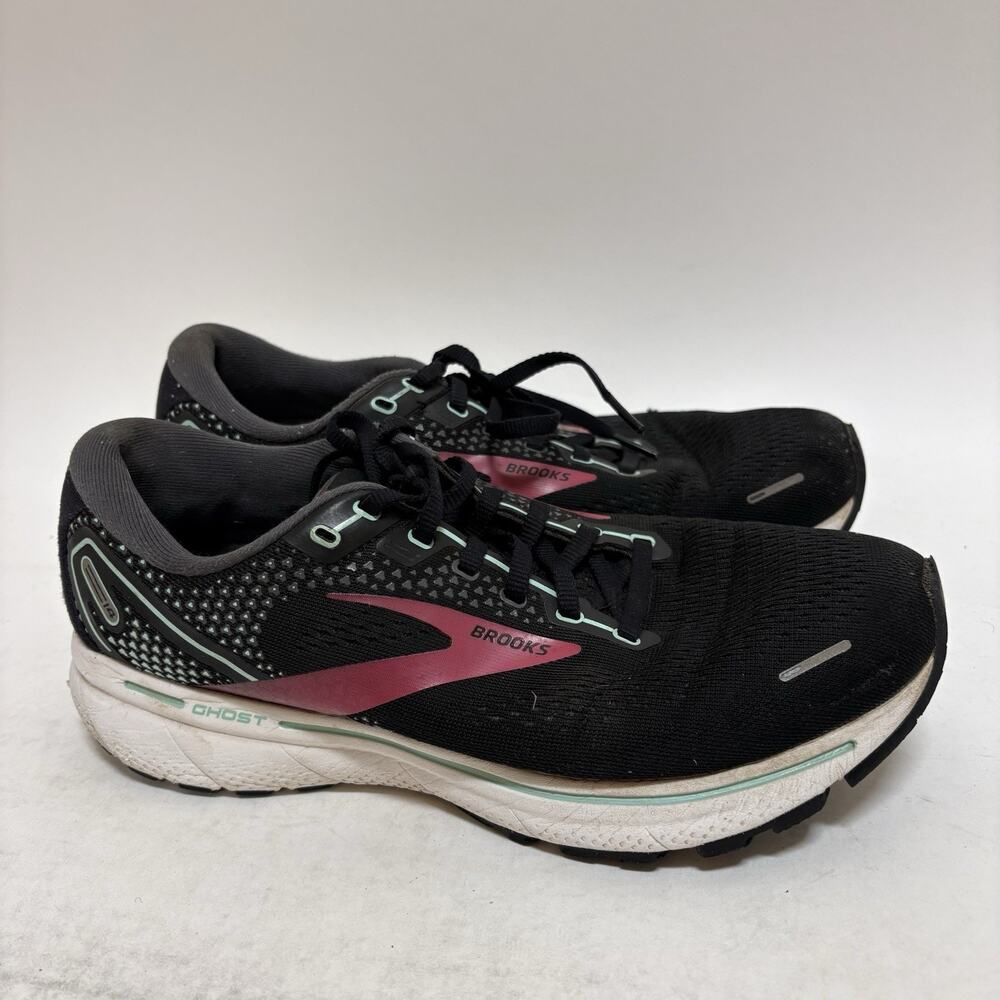 Brooks Ghost 14 Women's Size 9.5 D Black/Pink/Aqua Active Running Sneakers Used